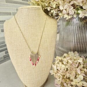 Gold Necklace with Pink Accents